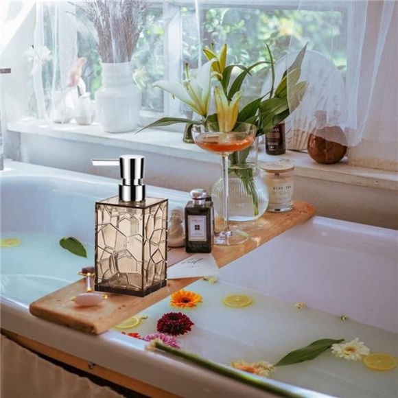 Acrylic Bathroom Accessories Set, 5 Piece Brown Bathroom Vanity Accessory Set - Picture 4 of 7